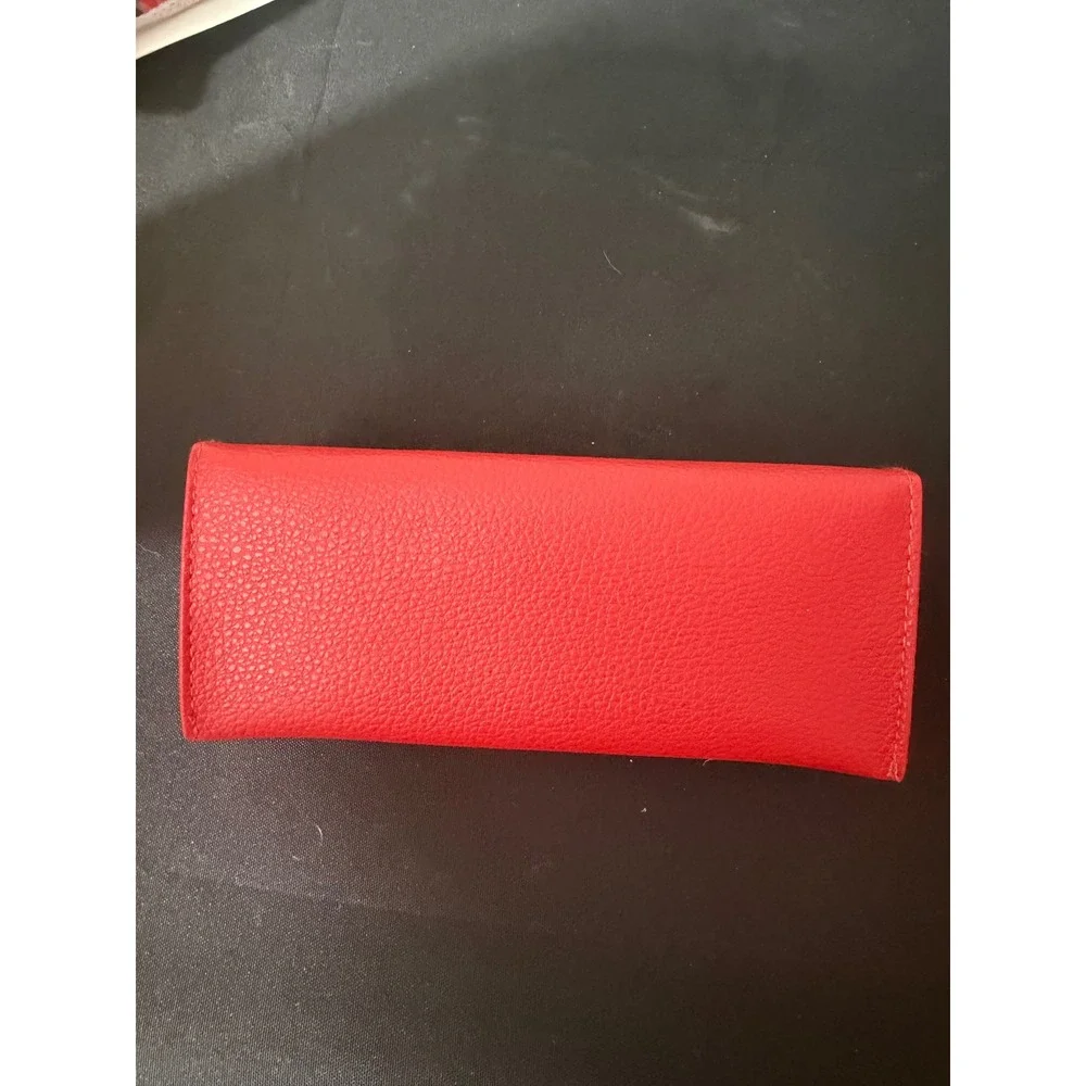 Guess Eyewear‎ Case OS Red Excellent Pebbled Faux Leather Magnetic Snap Pouch